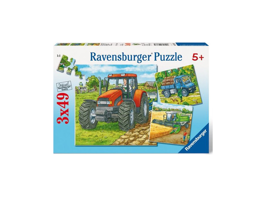 RAVENSBURGER Puzzle Zemědělské stroje 3x49 dílků