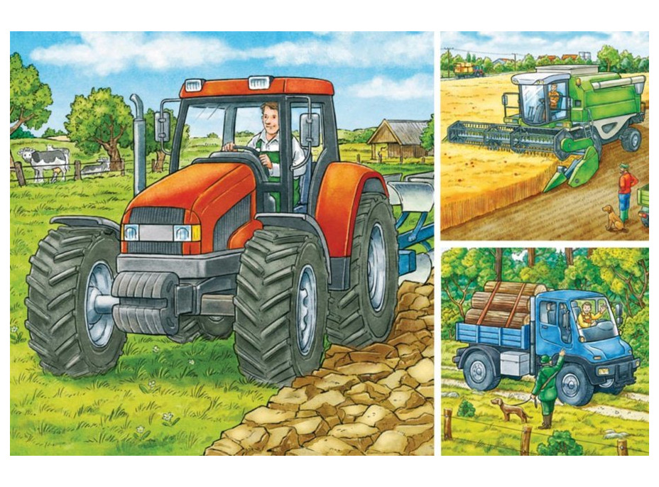 RAVENSBURGER Puzzle Zemědělské stroje 3x49 dílků