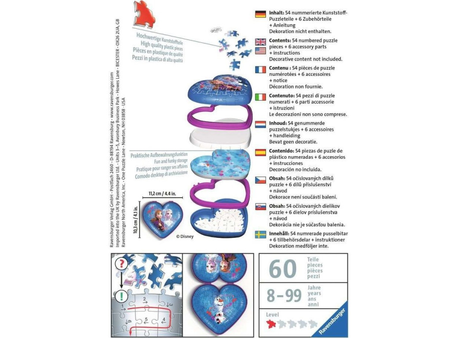 RAVENSBURGER 3D puzzle Srdce Ledové království 2, 54 dílků