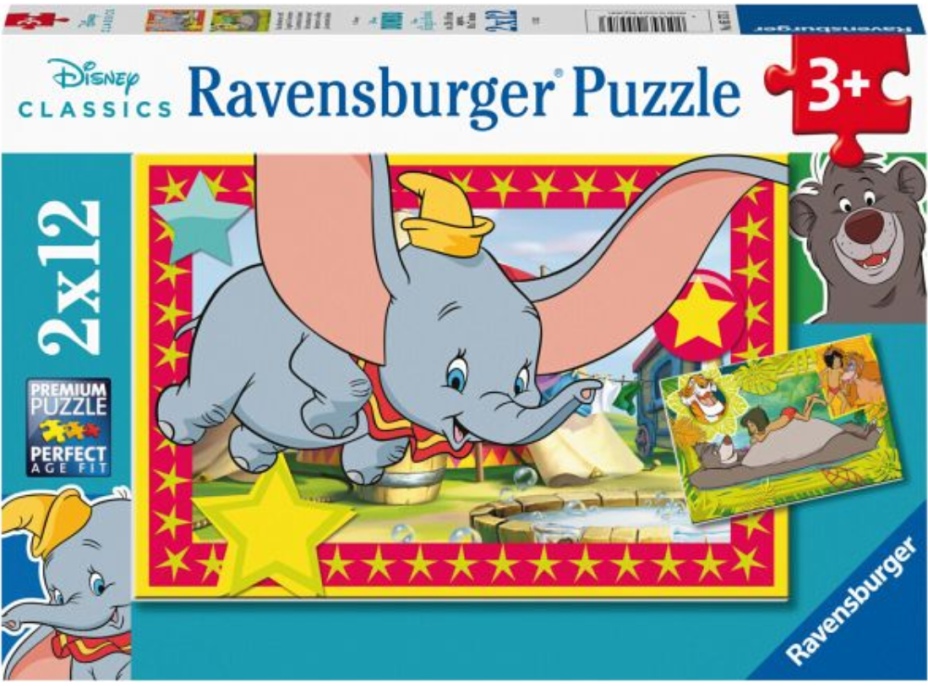 RAVENSBURGER Puzzle Disney: Dobrodružství volá 2x12 dílků