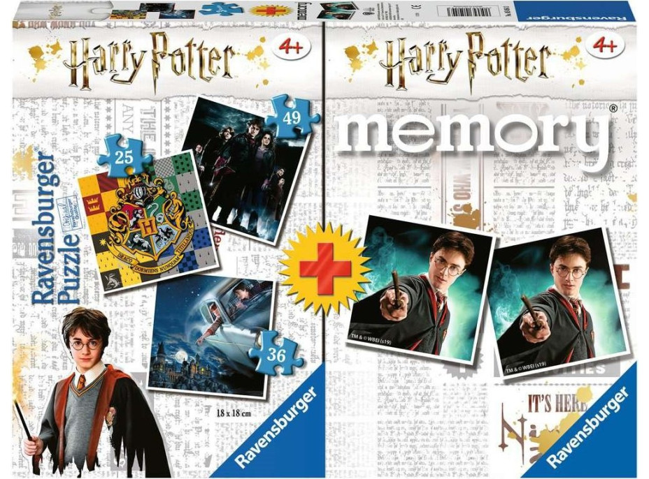 RAVENSBURGER Puzzle Harry Potter 3v1 (25,36,49 dílků) + pexeso