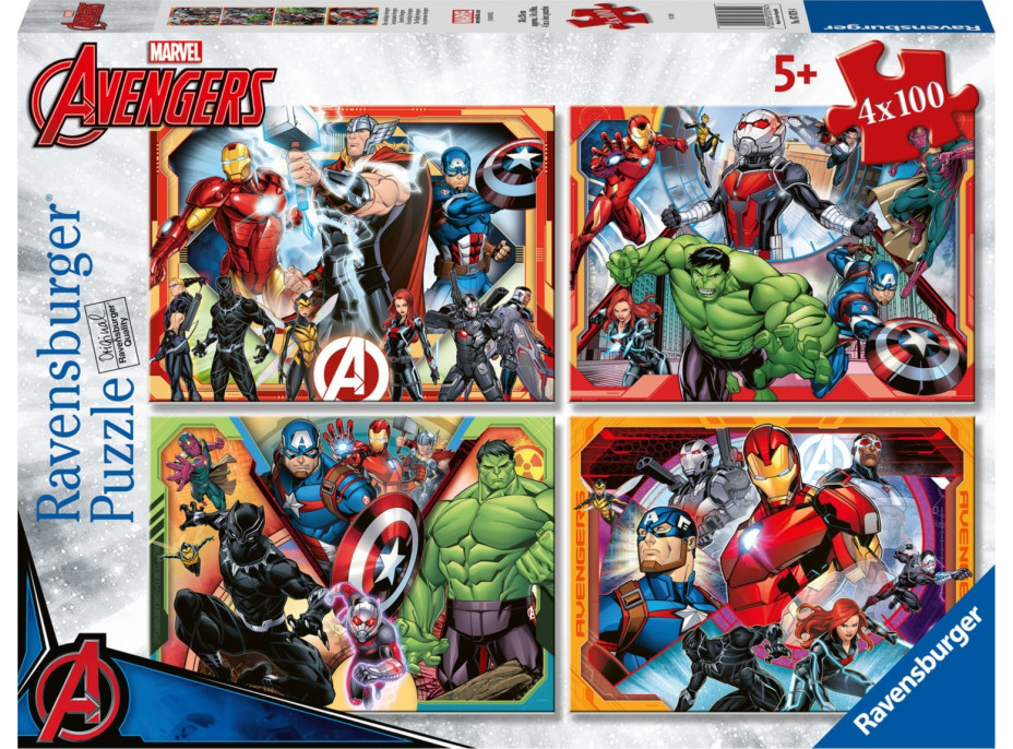 RAVENSBURGER Puzzle Mocní Avengers 4x100 dílků