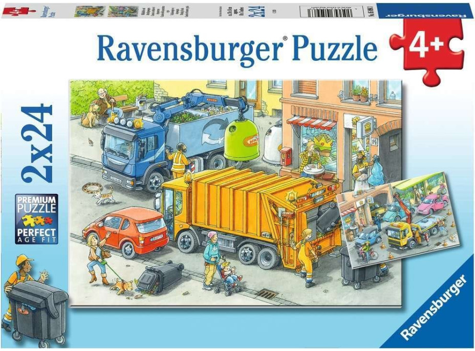 RAVENSBURGER Puzzle Popeláři a odtahový vůz 2x24 dílků
