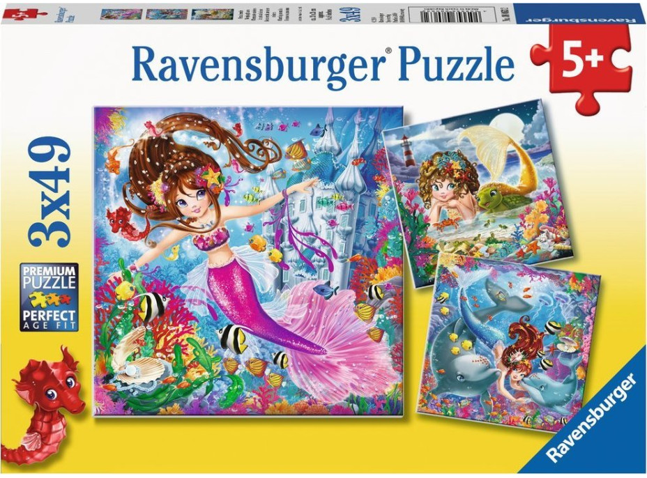 RAVENSBURGER Puzzle Kouzelné mořské panny 3x49 dílků