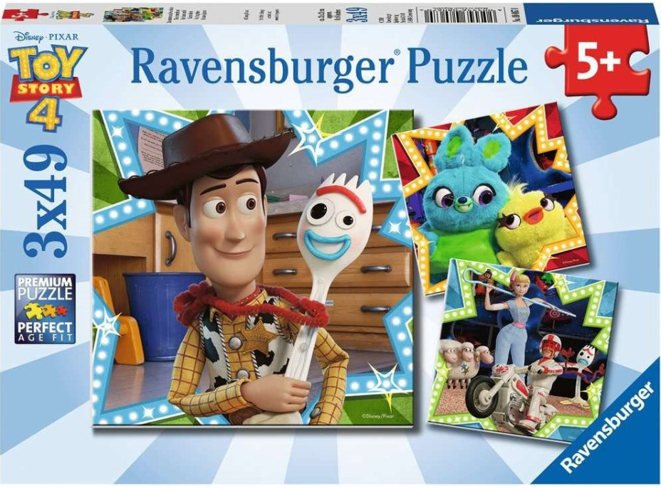 RAVENSBURGER Puzzle Toy Story 4: Jsme v tom společně 3x49 dílků