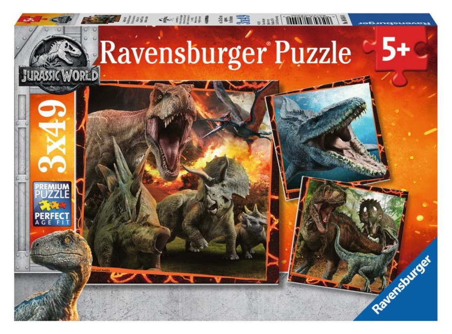 RAVENSBURGER Puzzle Jurský svět: Instinkt lovce 3x49 dílků