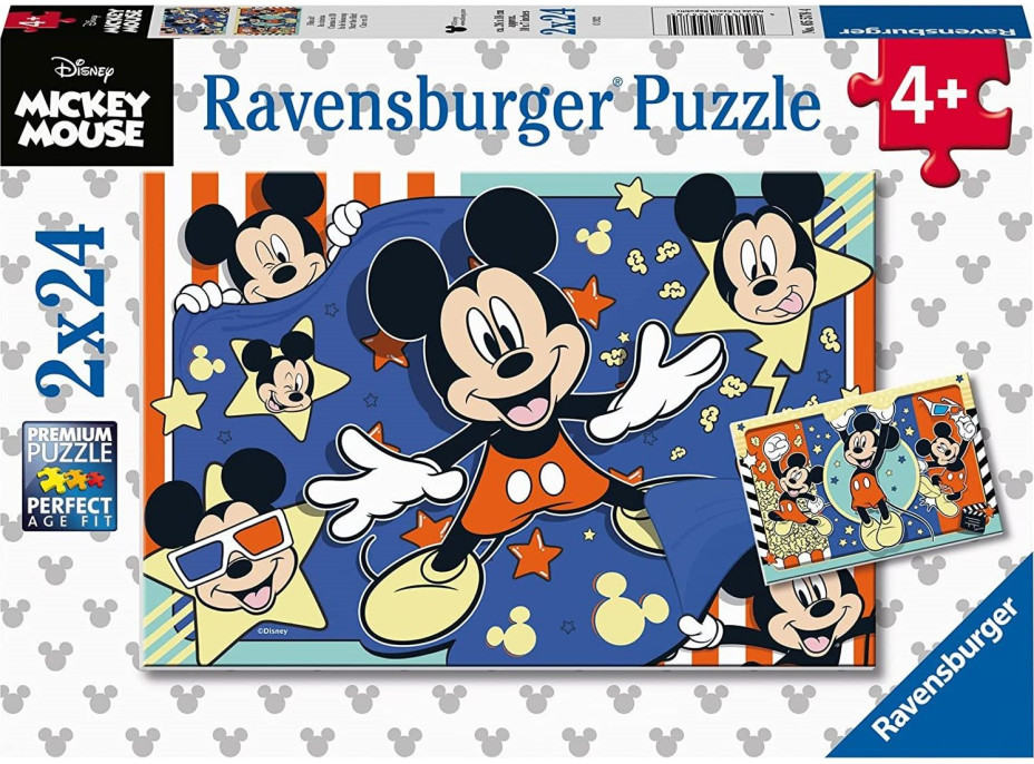 RAVENSBURGER Puzzle Mickey Mouse: Natočte film! 2x24 dílků