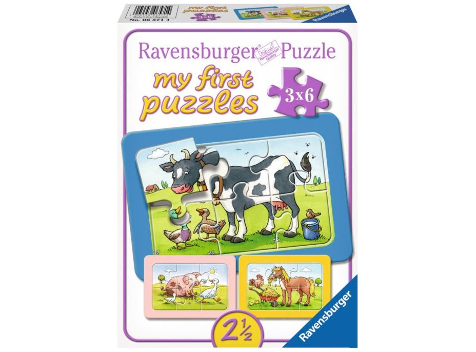 RAVENSBURGER Moje první puzzle Zvířecí kamarádi 3x6 dílků