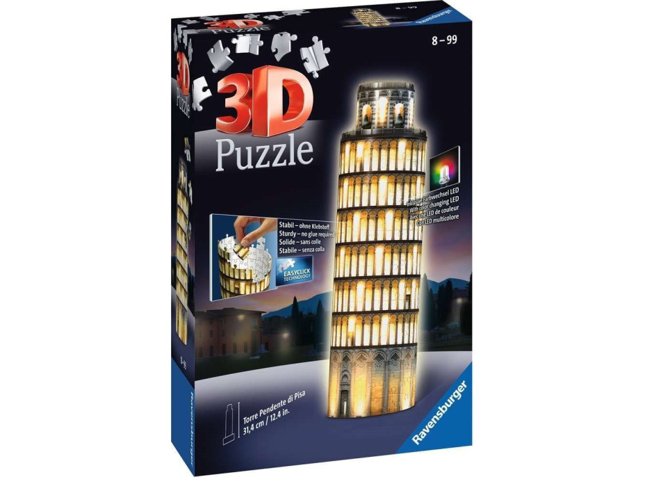 RAVENSBURGER Svítící 3D puzzle Noční edice Šikmá věž v Pise 216 dílků