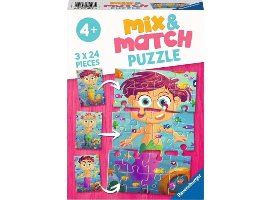 RAVENSBURGER Puzzle Mix&Match: Mořské panny a mořské příšery 3x24 dílků