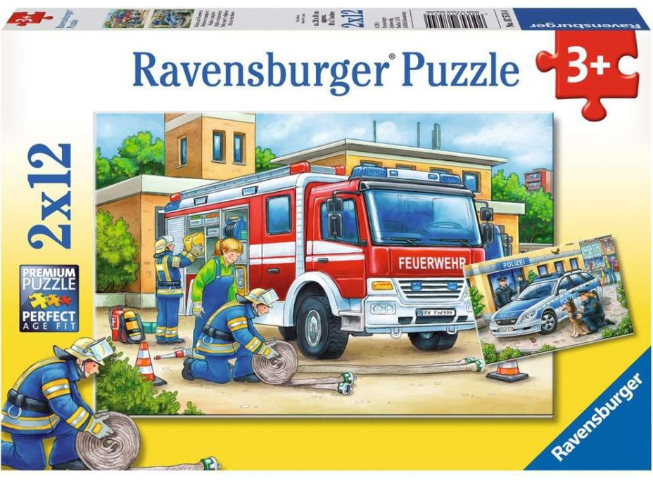 RAVENSBURGER Puzzle Policie a hasiči 2x12 dílků