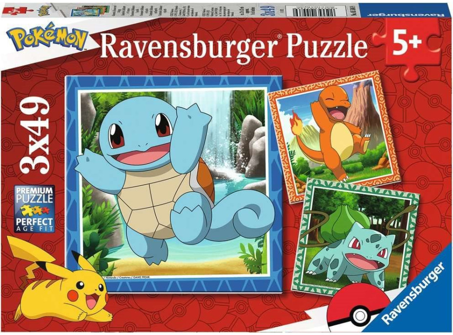 RAVENSBURGER Puzzle Vypusťte Pokémony 3x49 dílků