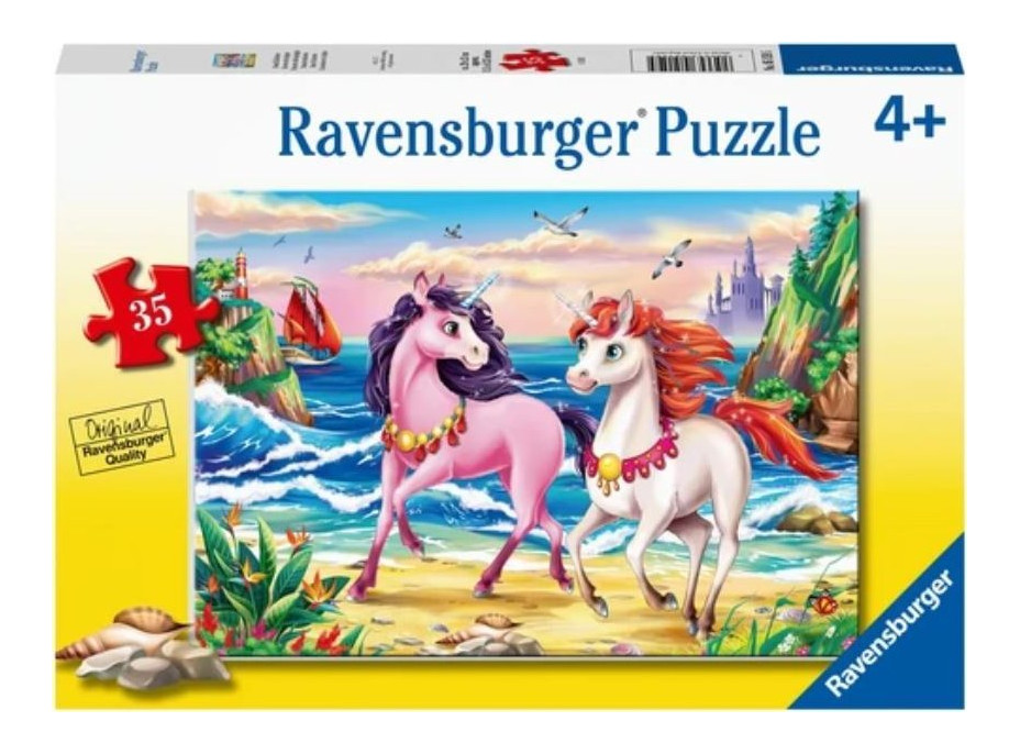 RAVENSBURGER Puzzle Jednorožci na pláži 35 dílků