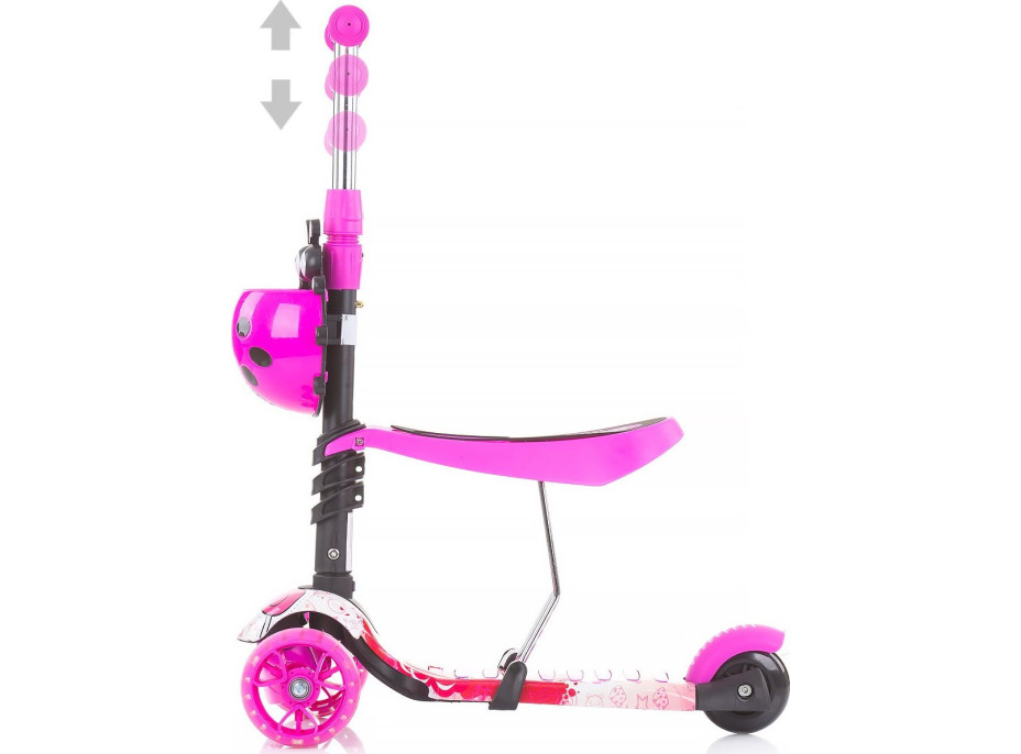 CHIPOLINO Koloběžka s vodící tyčí Kiddy Evo 3v1 Lollipop