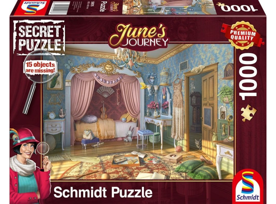 SCHMIDT Secret puzzle June's Journey: Ložnice slečny June 1000 dílků
