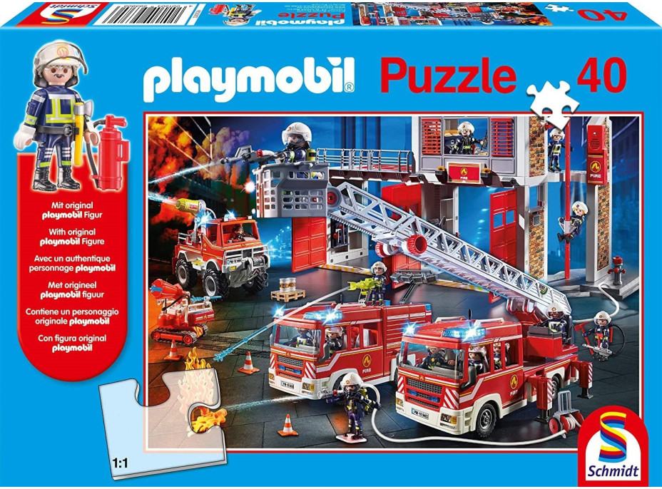 SCHMIDT Puzzle Playmobil Hasičský sbor 40 dílků + figurka Playmobil