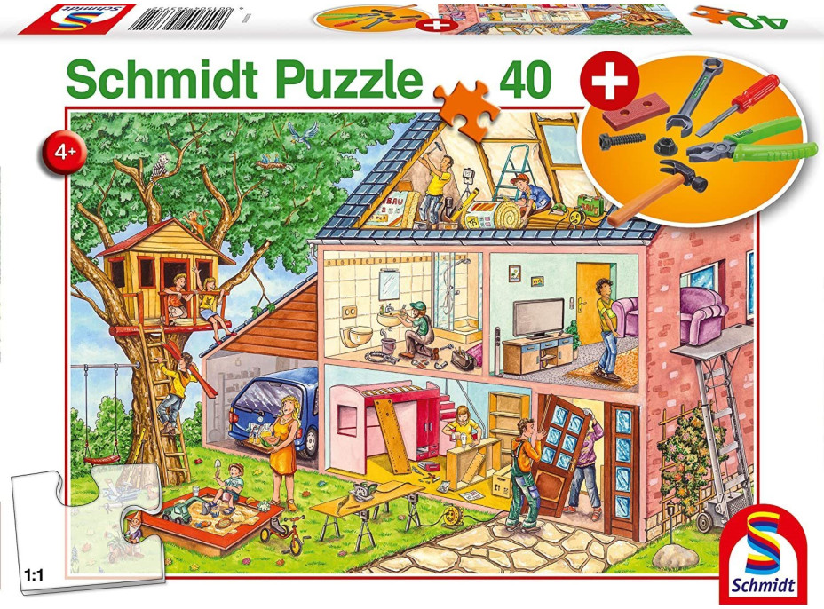 SCHMIDT Puzzle Pracovití řemeslníci 40 dílků + dětské nářadí