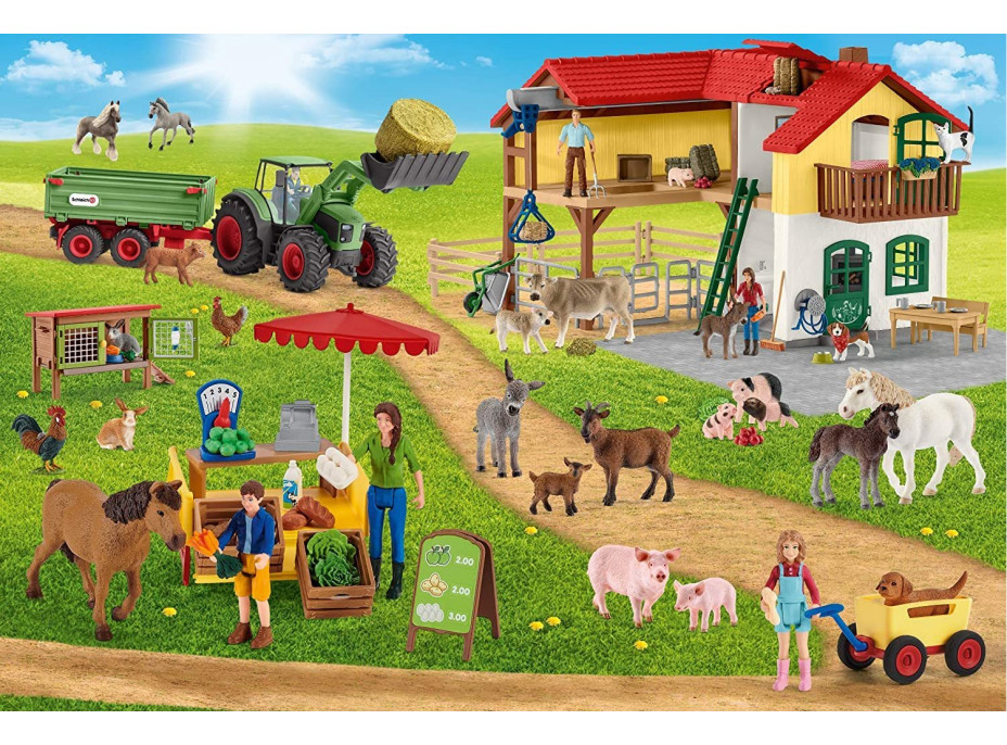 SCHMIDT Puzzle Schleich Farma s prodejním stánkem 100 dílků + figurka Schleich