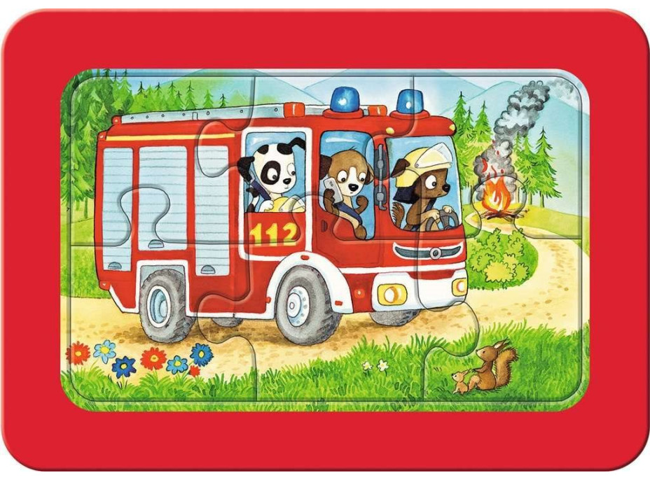 RAVENSBURGER Moje první puzzle Zásahová vozidla se zvířátky za volantem 3x6 dílků