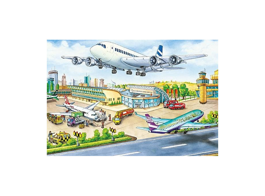 SCHMIDT Puzzle Doprava 4v1 v plechovém kufříku (26,26,48,48 dílků)