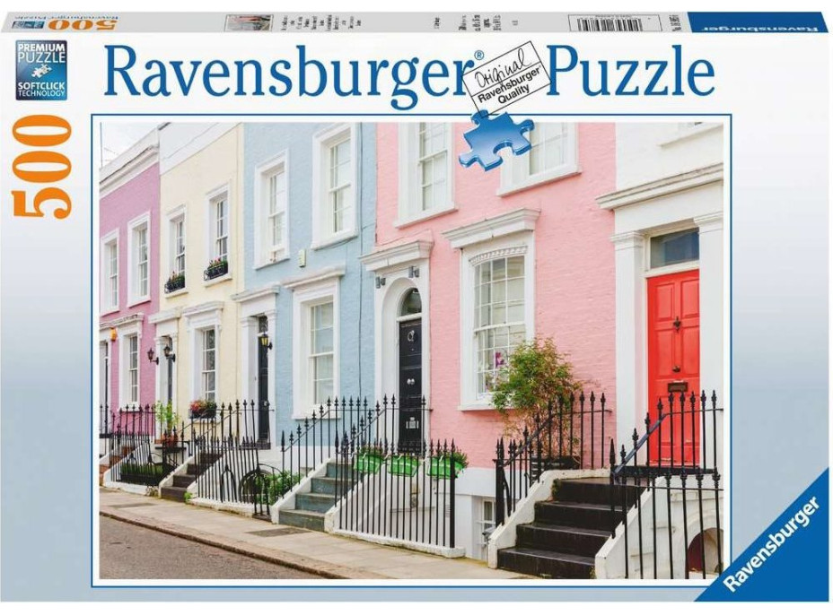 RAVENSBURGER Puzzle Barevné domy v Londýně 500 dílků
