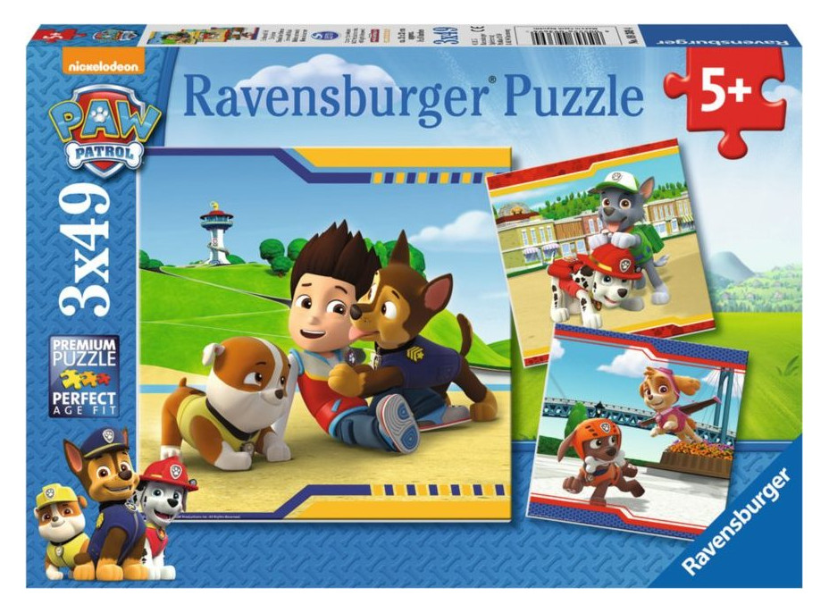 RAVENSBURGER Puzzle Tlapková patrola: Hrdinové 3x49 dílků