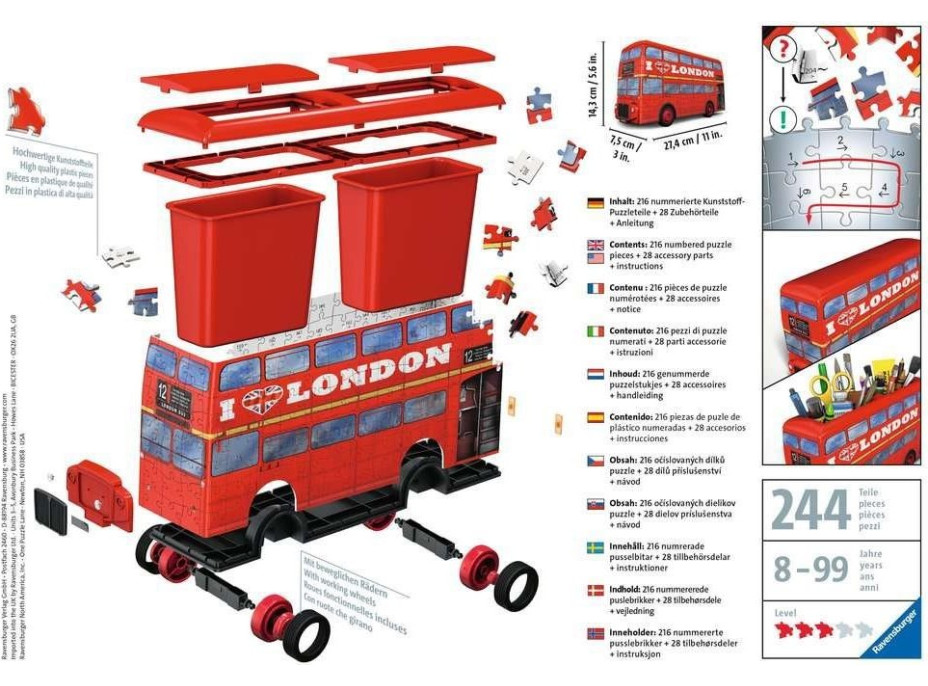 RAVENSBURGER 3D puzzle Londýnský autobus Doubledecker 216 dílků