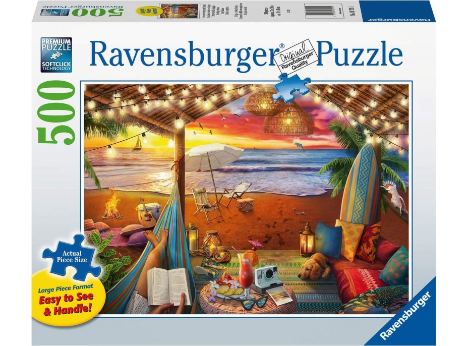 RAVENSBURGER Puzzle Útulná místa: Pláž Cabana XXL 500 dílků