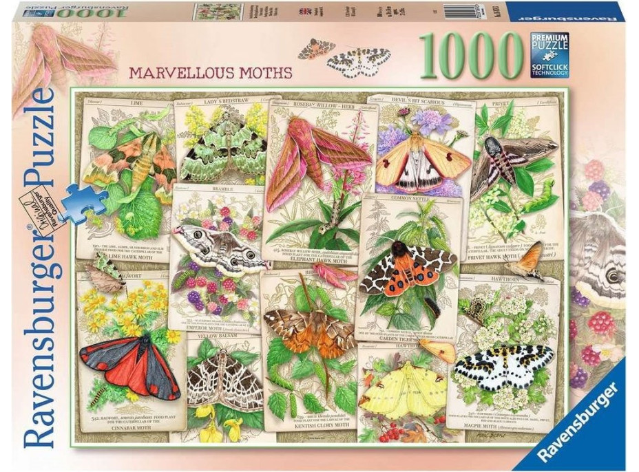 RAVENSBURGER Puzzle Sbírka úžasných můr 1000 dílků