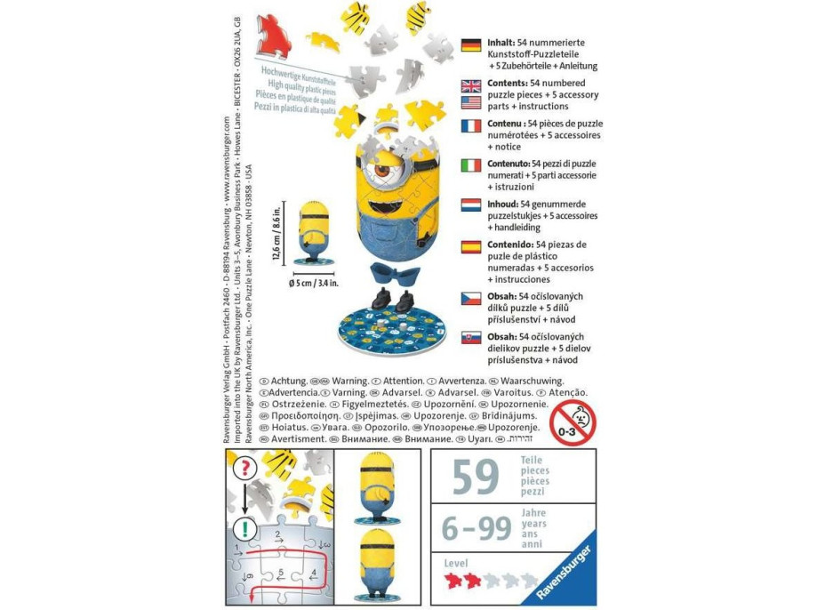 RAVENSBURGER 3D puzzle Postavička Mimoni 2: Jeans 54 dílků