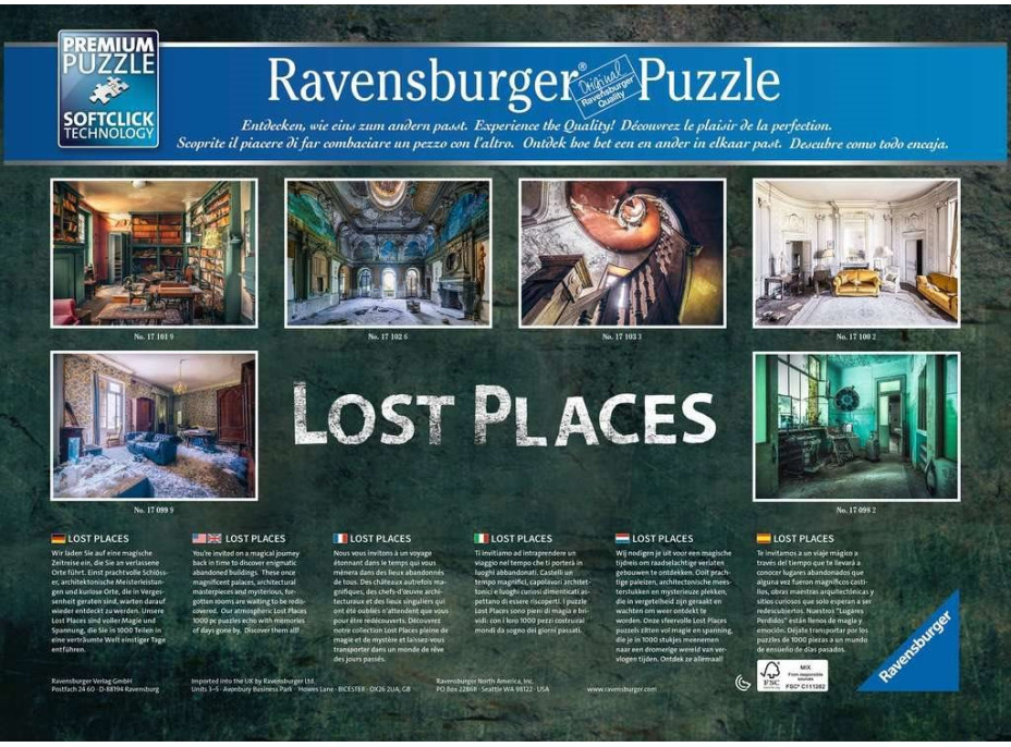 RAVENSBURGER Puzzle Ztracená místa: Bílý pokoj 1000 dílků