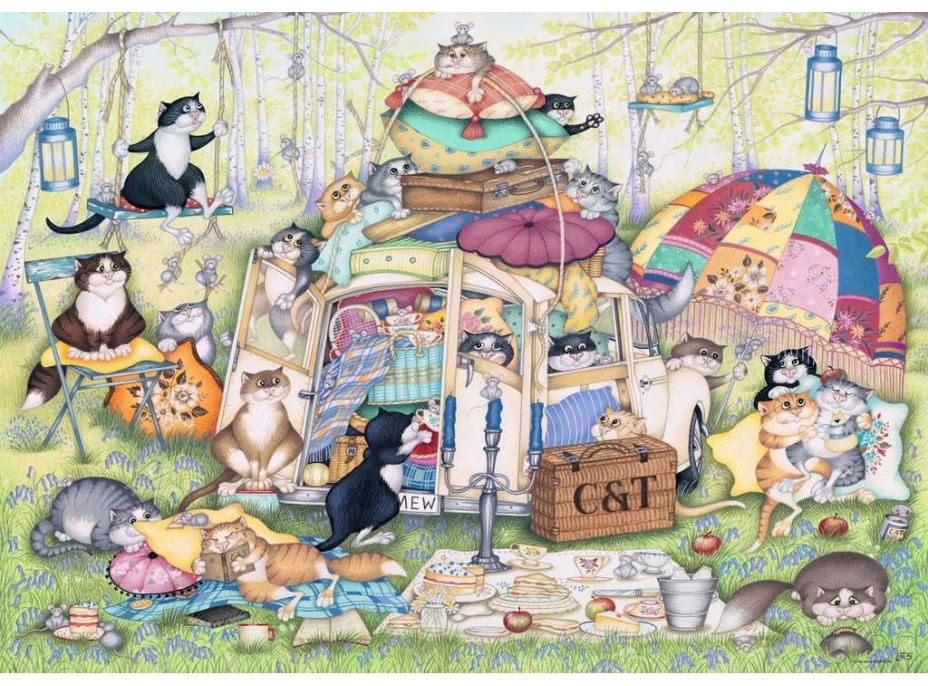 RAVENSBURGER Puzzle Crazy Cats: Líné letní odpoledne 1000 dílků