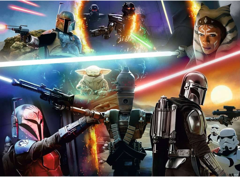 RAVENSBURGER Puzzle Star Wars - Mandalorian: Křížová palba XXL 300 dílků