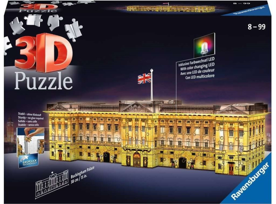 RAVENSBURGER Svítící 3D puzzle Noční edice Buckinghamský palác 216 dílků