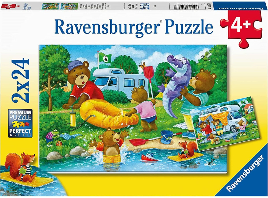 RAVENSBURGER Puzzle Medvědí rodina kempuje 2x24 dílků