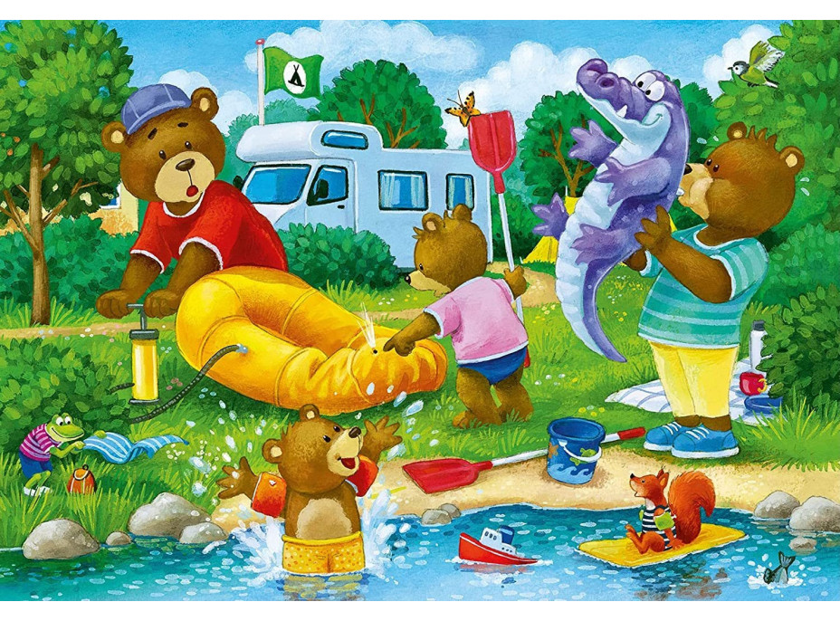 RAVENSBURGER Puzzle Medvědí rodina kempuje 2x24 dílků