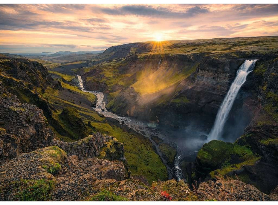 RAVENSBURGER Puzzle Vodopád Haifoss, Island 1000 dílků