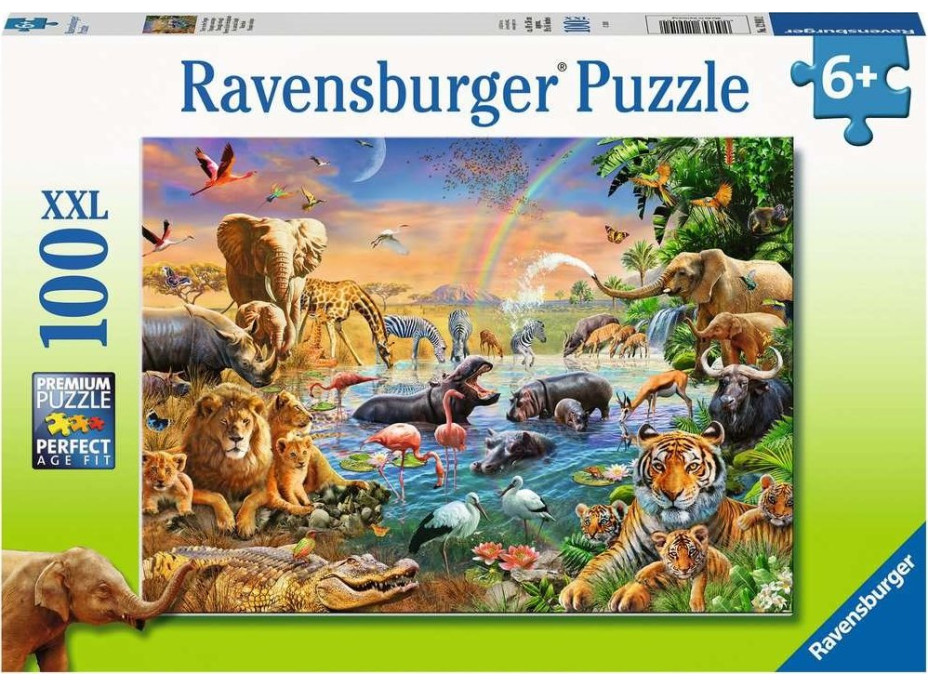 RAVENSBURGER Puzzle Zvířata u napajedla XXL 100 dílků