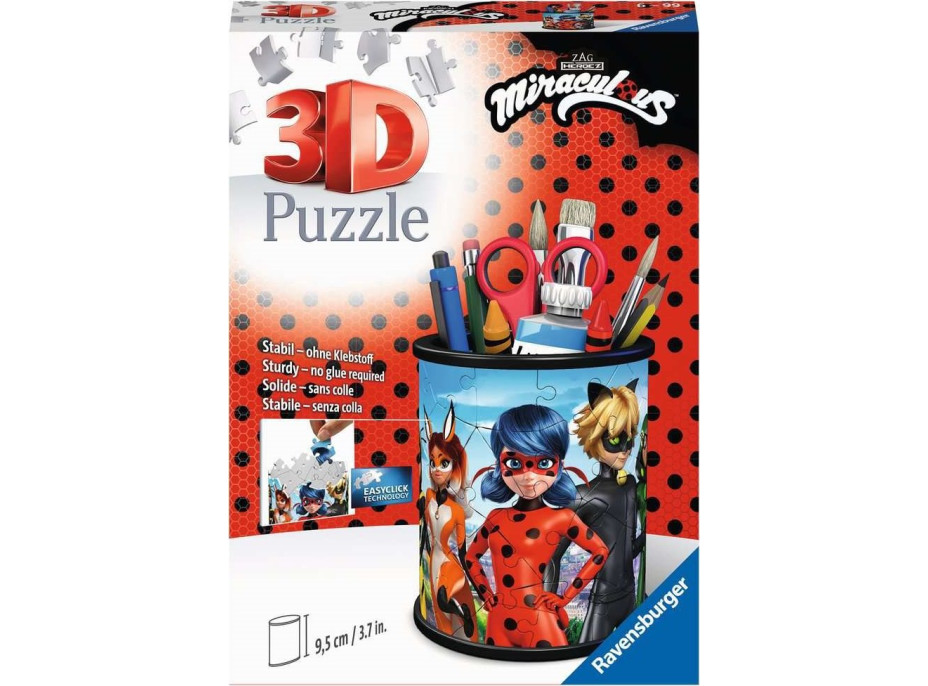 RAVENSBURGER 3D puzzle stojan: Kouzelná Beruška a Černý Kocour 57 dílků