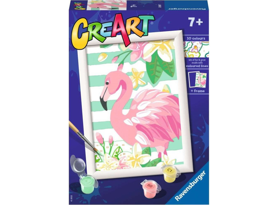 RAVENSBURGER CreArt Malování podle čísel: Růžový plameňák 13x18cm