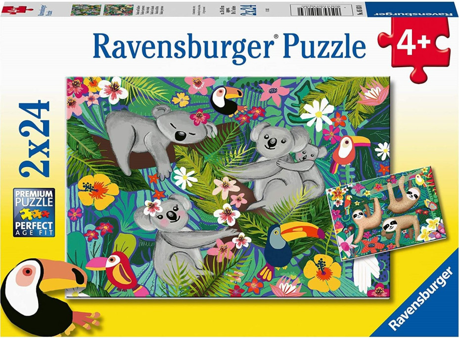 RAVENSBURGER Puzzle Koaly a lenochodi 2x24 dílků