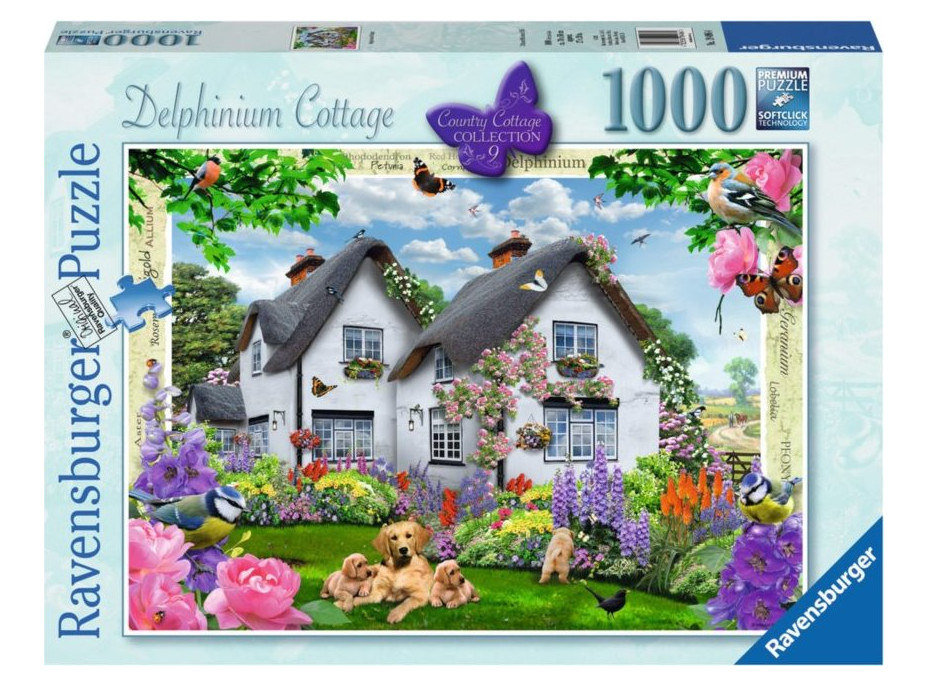 RAVENSBURGER Puzzle Domek se stračkou (Delphinium Cottage) 1000 dílků
