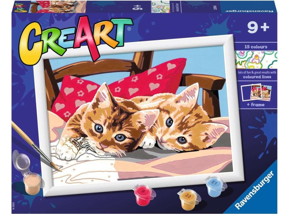 RAVENSBURGER CreArt Malování podle čísel: Dvě mazlivá koťata 24x18cm