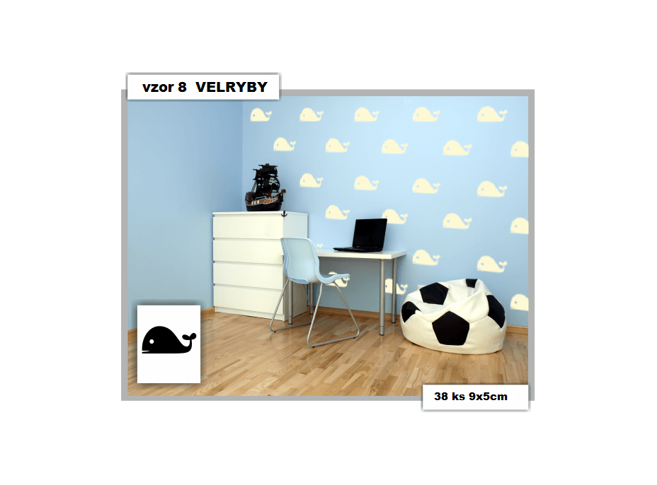 Samolepky DECOR COLOR vzor 8 - VELRYBY