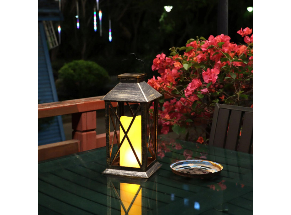 Dekorační LED lucerna se svíčkou - 27 cm - plastová - 3x AAA