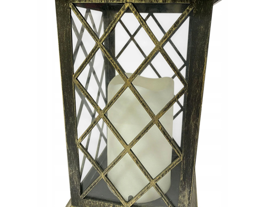 Dekorační LED lucerna se svíčkou - 29 cm - plastová - 3x AAA