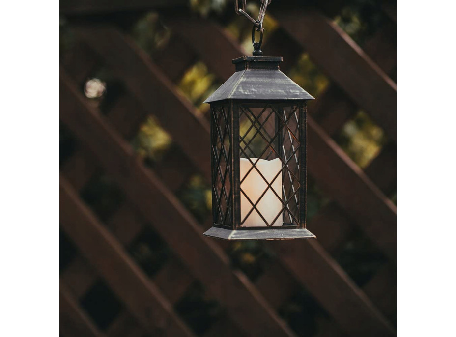 Dekorační LED lucerna se svíčkou - 29 cm - plastová - 3x AAA