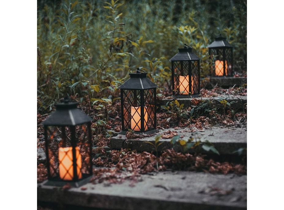 Dekorační LED lucerna se svíčkou - 29 cm - plastová - 3x AAA