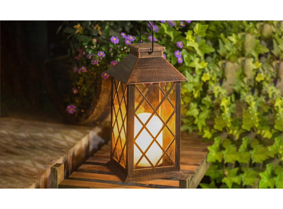 Dekorační LED lucerna se svíčkou - 29 cm - plastová - 3x AAA