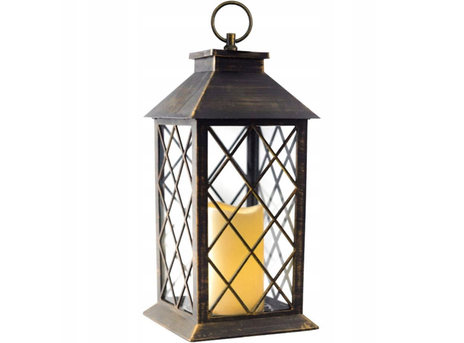 Dekorační LED lucerna se svíčkou - 29 cm - plastová - 3x AAA